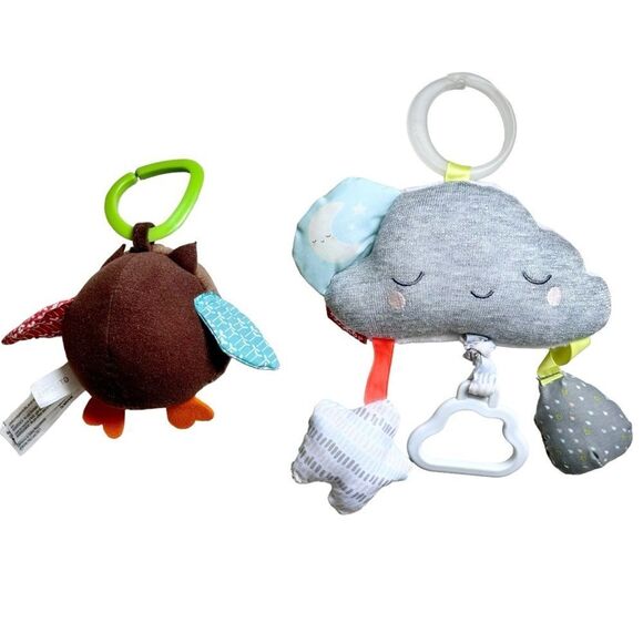 Skip Hop Bundle of 2 Silver Lining Cloud & Owl Colorful Hanging Stroller Toys. - Picture 2 of 5